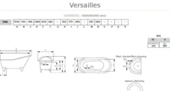 Badkar - Versailles vit gjutjärn med tassar, 154 cm