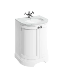 Badrumskommod rundad Burlington - 65 cm matt vit/dörr