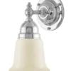 Badrumslampa - Adelborg nickel, benvit klocka