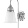 Badrumslampa - Ahlström 60 nickel, opalvit klocka