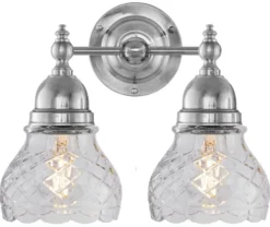 Badrumslampa - Bergman nickel, klarglas