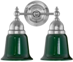 Badrumslampa - Bergman nickel, grön klocka