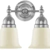 Badrumslampa - Bergman nickel, benvit klocka