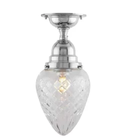 Badrumslampa - Byström 80 nickel, klardroppe