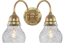 Badrumslampa - Stackelberg mässing, slipat klarglas