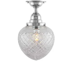 Badrumslampa - Taklampa Byström 100 nickel, klardroppe