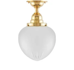 Badrumslampa - Taklampa Byström 100 mässing, mattdroppe