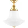 Badrumslampa - Taklampa Byström 100 mässing, klottrattskärm