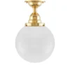 Badrumslampa - Taklampa Byström 100 mässing, klotskärm