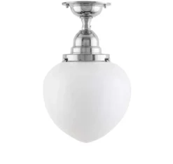 Badrumslampa - Taklampa Byström 100 nickel, vit droppe