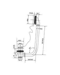 Bottenventil & breddavloppssats till badkar - Krom