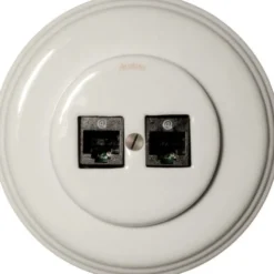 Datajack dubbel RJ45 vitt porslin - Fontini infällt