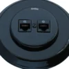 Datajack dubbelt RJ45 svart porslin - Fontini infällt