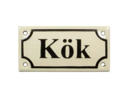 Emaljskylt - Kök vit/svart