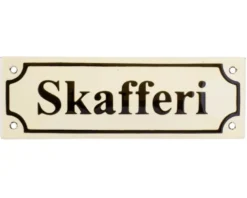 Emaljskylt - Skafferi vit/svart