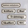 Emaljskylt - Tvättstuga vit/svart