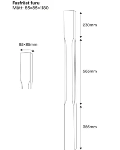 Fasad stolpe - Räckespelare 1180 x 85 mm furu