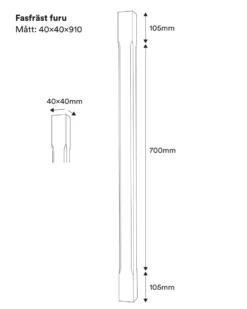 Fasad stolpe - Räckespelare 910 x 40 mm furu