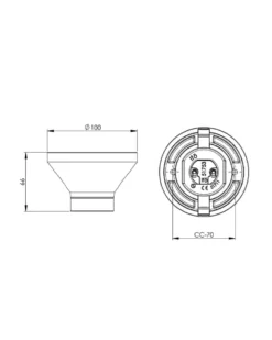 Fotlamphållare 100 mm rak - Svart porslin