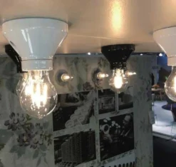 Fotlamphållare 100 mm rak - Vit porslin