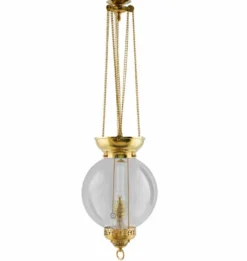 Fotogenlampa - Månskenslampa mässing, klarglas, tak