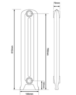 Gjutjärnsradiator Cambridge höjd 81 cm - Mittsektion
