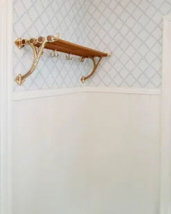 Hatthylla - Sekelskifte mässing & ek, 80 cm