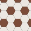Hexagonklinker - 15 x 15 cm vit/röd