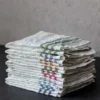 Kökshandduk 2-pack - Lin 50x70 cm, rand benvit/röd