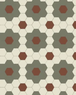 Klinker - Darlington Hexagon 10x10 cm Australian green/gulvit/röd