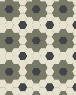 Klinker - Darlington Hexagon 10x10 cm Australian green/gulvit/svart