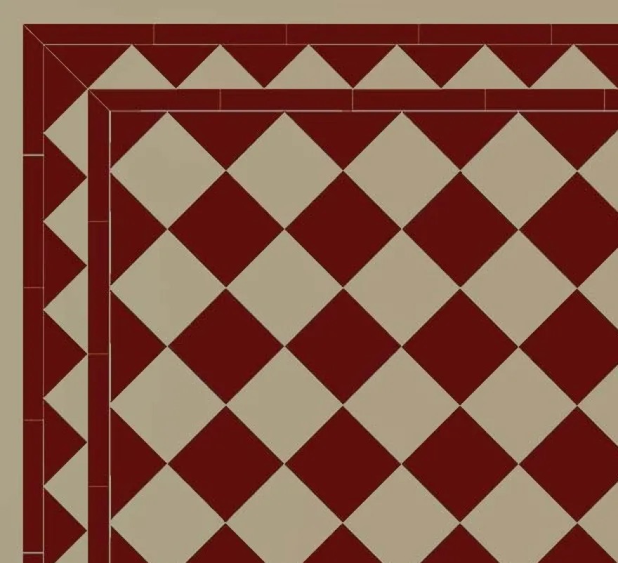 Klinker - Schackrutigt 15 x 15 cm röd/ljusgrå