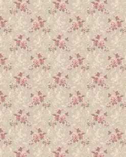 Lim & Handtryck Tapet - Hovdala blomma vit/rosa