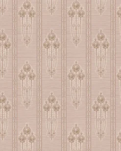 Lim & Handtryck Tapet - Jugendros beige/guld