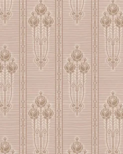 Lim & Handtryck Tapet - Jugendros beige/guld