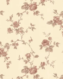 Lim & Handtryck Tapet - Rosen gul/rödbrun