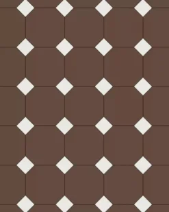 Oktagonklinker - 15 x 15 cm chokladbrun/vit