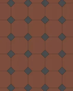 Oktagonklinker - 15 x 15 cm röd/svart