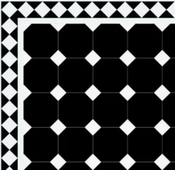 Oktagonklinker - 15 x 15 cm svart/vit