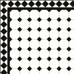 Oktagonklinker - 10 x 10 cm vit/svart