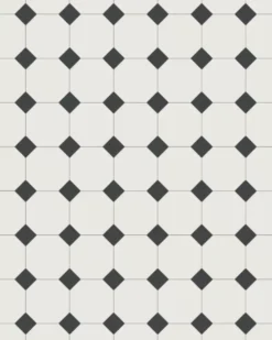 Oktagonklinker - 10 x 10 cm vit/svart