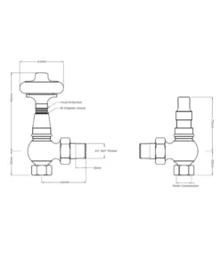 Radiatorventil termostat - Kensington tenn/trä