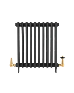 Radiatorventil termostat - York (vinklad) svart nickel/trä