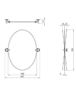 Spegel - Burlington oval, krom