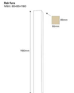Stolpe - Rak pelare 85 x 85 x 1180 mm furu