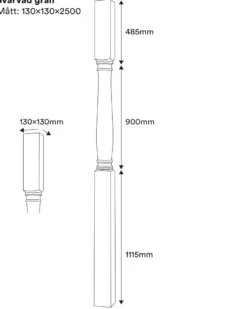 Svarvad pelare - Gran 2500 x 130 mm