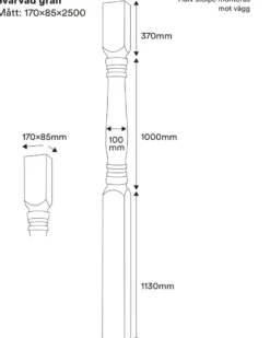 Svarvad pelare - Halvstolpe 2500 x 170 mm
