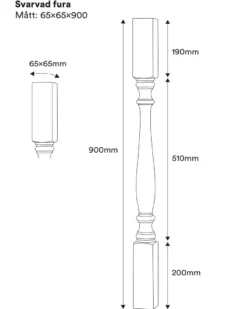 Svarvad stolpe - Furu 900 x 65 mm