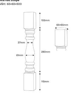 Svarvad stolpe - Furu 500 x 65 mm