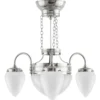 Takkrona - Trearmad ringkrona nickel, opalvitt glas